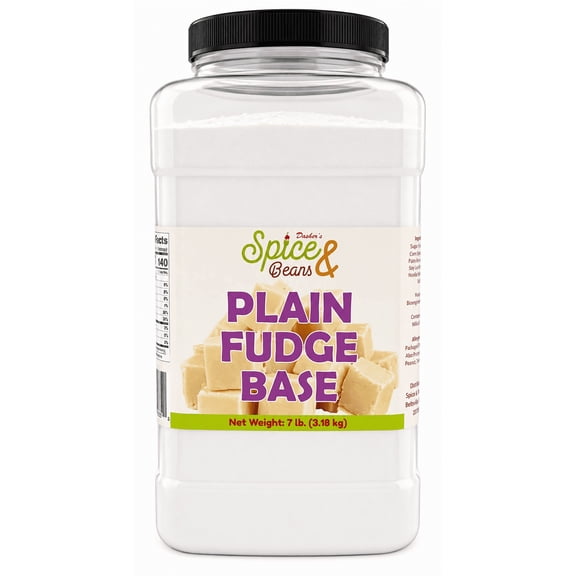 Plain Fudge Base Mix 7 lb - Homemade Creamy Fudge Candy, Dessert Bars, Bakery Treats & Confection Recipes - Bulk Resealable Container - Dashers Spice & Beans