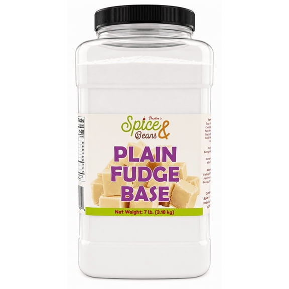 Plain Fudge Base Mix 7 lb, Homemade Creamy Fudge Candy, Dessert Bars, Bakery Treats & Confection Recipes, Bulk Resealable Container, Dashers Spice and Beans