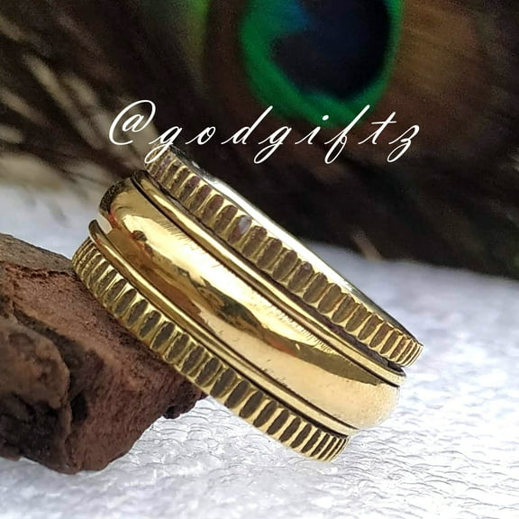 Plain Gold Plated Band Spinner Ring, 925 Sterling Silver Band Ring, One Spinner Ring, Gold Plated Spinner Ring, Silver Fashion Jewelry