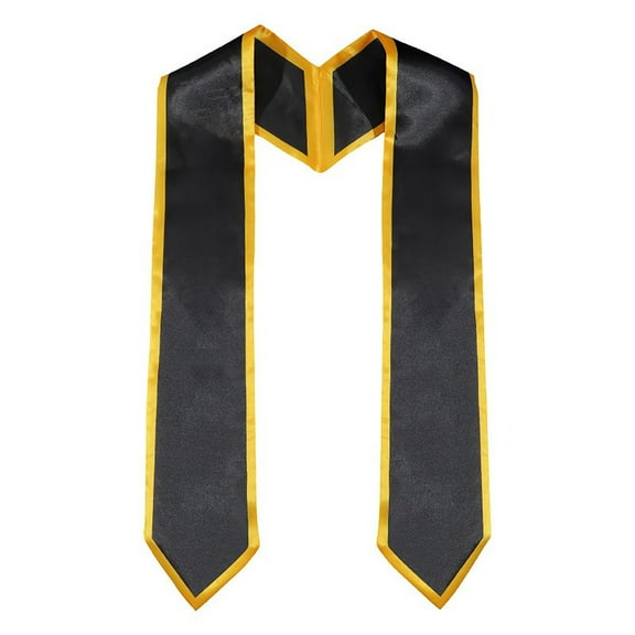 Plain Graduation Stoles, 68.9" Black Gold Edge Graduation Sash Graduation Decorations, Graduation 2025 Shoulder Strap Graduation Stoles Decor, for Students 2025 Graduation Party Decorations Gifts