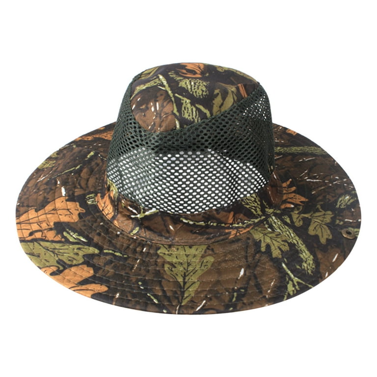 Plain Hats for Men Summer Fishing Sunshade Hat Outdoor Camouflage  Breathable Sandal Hat Western Cowboy Sunshade Hat Net Hat Men's Camouflage  Bucket