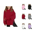 thumbnail image 1 of Plain Hoodies for Girls Boys Kids Long Sleeve Thumb Hole Side Slit Loose Hooded Sweatshirt Pullover Tops, 1 of 8