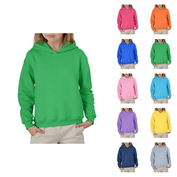 Plain Hoodies for Kids Long Sleeve Fall Winter Casual Basic Hooded Sweatshirt for Boys Girls Children Pullover Tops