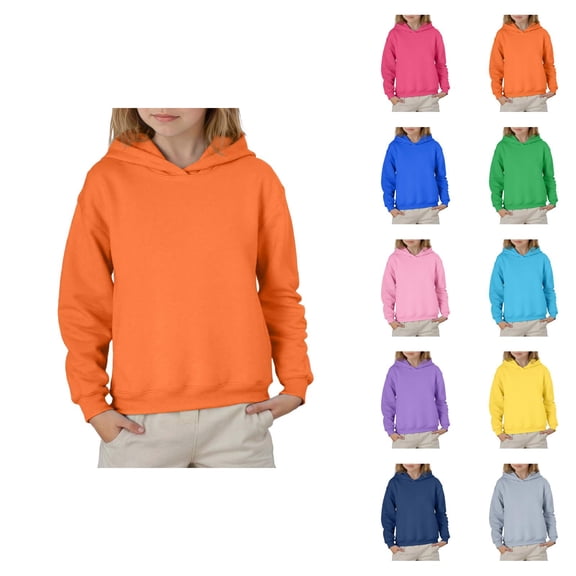 Plain Hoodies for Kids Long Sleeve Fall Winter Casual Basic Hooded Sweatshirt for Boys Girls Children Pullover Tops