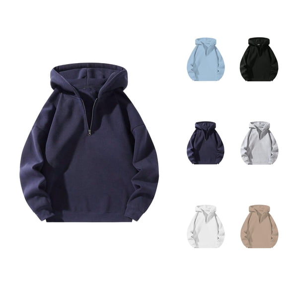 Plain Hoodies for Men 2025 Fall Winter Long Sleeve Half Zipper Hooded Sweatshirt Pullover Casual Hoody Mens Hoodies