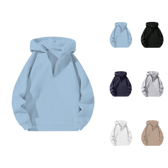 Plain Hoodies for Men 2025 Fall Winter Long Sleeve Half Zipper Hooded Sweatshirt Pullover Casual Hoody Mens Hoodies