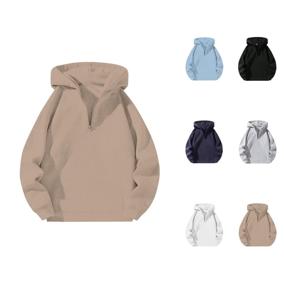 Plain Hoodies for Men 2025 Fall Winter Long Sleeve Half Zipper Hooded Sweatshirt Pullover Casual Hoody Mens Hoodies