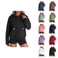 thumbnail image 1 of Plain Hoodies for Women 2025 Fall Winter Casual Long Sleeve Hooded Sweatshirt with Pockets Pullover Tops, 1 of 8