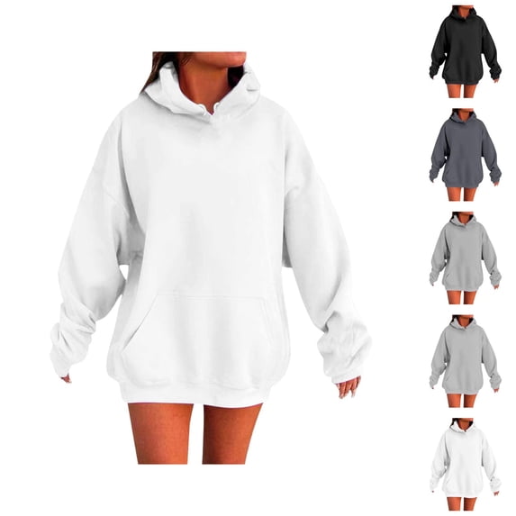 Plain Hoodies for Women 2025 Long Sleeve Drop Shoulder Basic Hooded Sweatshirt with Pockets Pullover Tops