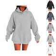 thumbnail image 1 of Plain Hoodies for Women 2025 Long Sleeve Drop Shoulder Basic Hooded Sweatshirt with Pockets Pullover Tops, 1 of 6