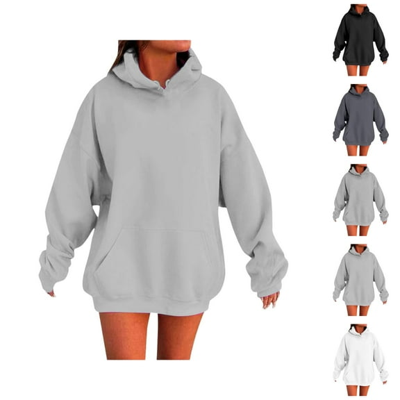 Plain Hoodies for Women 2025 Long Sleeve Drop Shoulder Basic Hooded Sweatshirt with Pockets Pullover Tops
