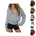 thumbnail image 1 of Plain Hoodies for Women 2025 Long Sleeve Half Zipper Lightweight Slim Fit Hoodie Hooded Sweatshirt Women Pullover, 1 of 8