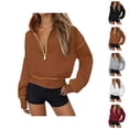 thumbnail image 1 of Lightweight Hoodies for Women 2025 Long Sleeve Half Zipper Plain Slim Fit Hoodie Hooded Sweatshirt Women Pullover, 1 of 6