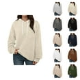 thumbnail image 1 of Plain Hoodies for Women 2025 Long Sleeve Jacquard Knit Casual Loose Hoodie Hooded Sweatshirt Pullover Tops, 1 of 7