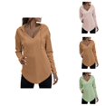 thumbnail image 1 of Plain Hoodies for Women 2025 Long Sleeve V-Neck Curved Hem Plain Knitted Hoodie Hooded Sweatshirt Women Pullover, 1 of 5