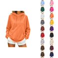 thumbnail image 1 of Plain Hoodies for Women Long Sleeve Drawstring Loose Casual Hooded Sweatshirt with Pockets Pullover Tops Fall Winter Clothes, 1 of 5