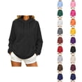 thumbnail image 1 of Plain Hoodies for Women Long Sleeve Drawstring Loose Casual Hooded Sweatshirt with Pockets Pullover Tops Fall Winter Clothes, 1 of 5