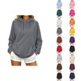 thumbnail image 1 of Plain Hoodies for Women Long Sleeve Drawstring Loose Casual Hooded Sweatshirt with Pockets Pullover Tops Fall Winter Clothes, 1 of 5