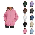 thumbnail image 1 of Plain Hoodies for Women Solid Color Fashion Hooded Sweatshirt with Pockets Hoody Top, 1 of 4