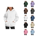 thumbnail image 1 of Plain Hoodies for Women Solid Color Fashion Hooded Sweatshirt with Pockets Hoody Top, 1 of 4