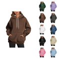 thumbnail image 1 of Plain Hoodies for Women Solid Color Fashion Hooded Sweatshirt with Pockets Hoody Top, 1 of 4