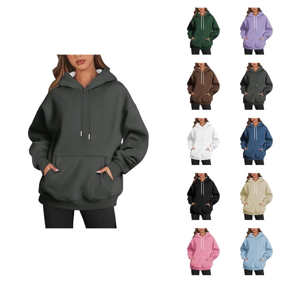 Plain Hoodies for Women Solid Color Fashion Hooded Sweatshirt with Pockets Hoody Top