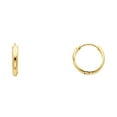 thumbnail image 1 of Plain Huggie Hoops Solid 14k Yellow Gold Small Round Tube Earrings Polished Finish Tiny 13 x 2 mm, 1 of 1