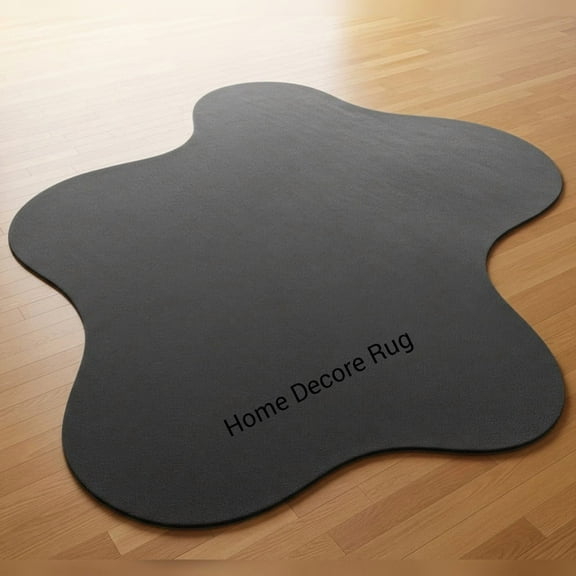 Plain Irregular Rug – Hand Tufted Solid Dark Gray Carpet for Contemporary Interiors