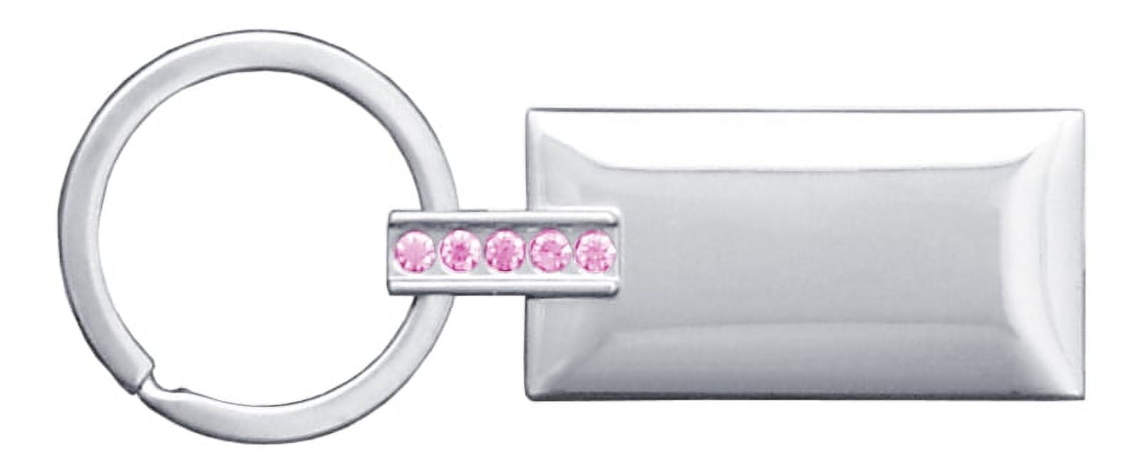 Plain Jeweled Rectangular Key Ring (Pink)