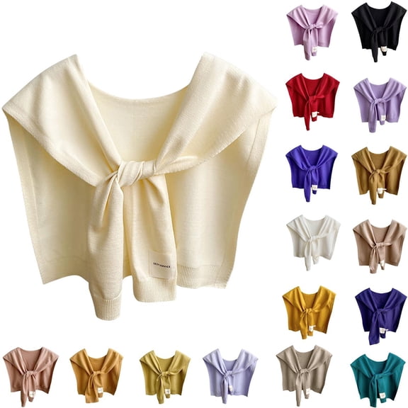 Plain Knit Shoulder Wrap Solid Color Soft Knitted Decorative Shawl Lightweight Sweater Scarf Versatile Cape Dating Casual Women Scarves