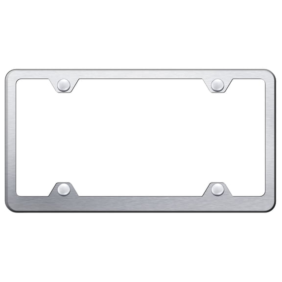 Plain Laser Etched Logo Stainless Steel Wide Body License Plate Frame (Brushed Chrome)