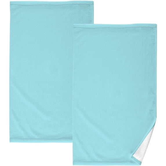Plain Medium Sky Blue Solid Color Towels, 2 PCS, Super Soft Absorbent Hand Towel Cotton Bath Towels for Bathroom Hotel Kitchen Spa Gym 16 X 28 Inches