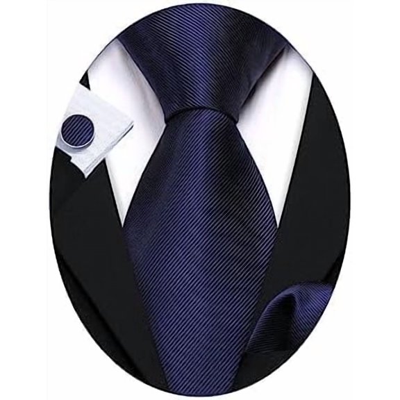 Plain Men Silk Ties Extra Long Stain Necktie for Wedding Business Handkerchief Cufflinks Set Solid Colors