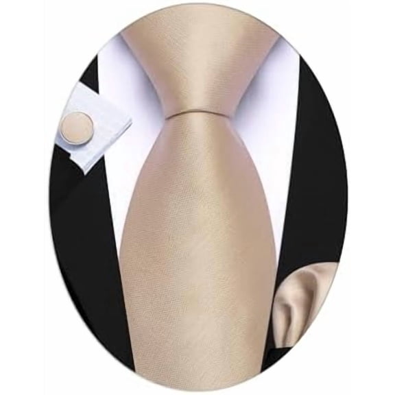Plain Men Silk Ties Extra Long Stain Necktie for Wedding Business Handkerchief Cufflinks Set Solid Colors