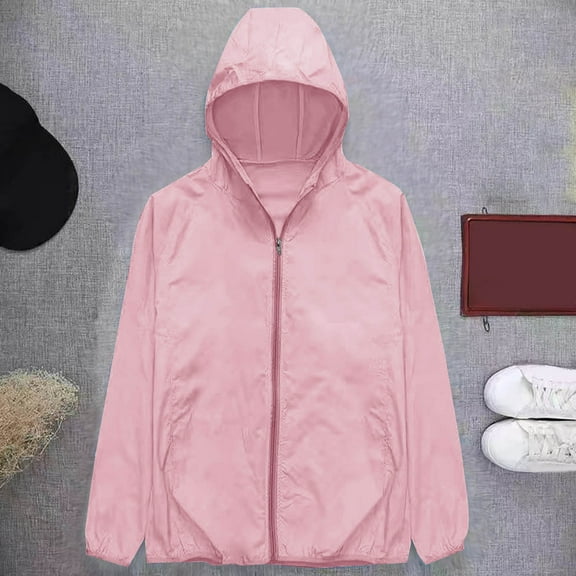 Plain Mens Shirts Pink Zip Up Lightweight Jacket Casual Pocket Long Sleeve Hood Mens Winter Clothes
