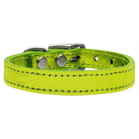 Plain Metallic Leather Lime Green 18