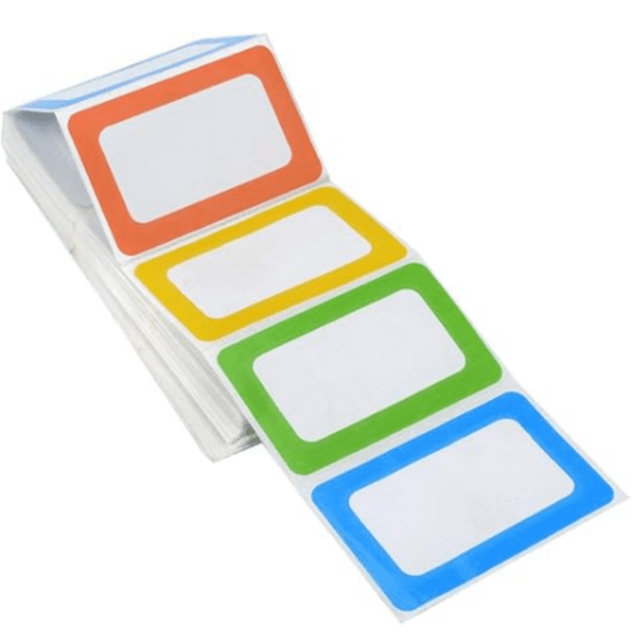 Plain Name Tag Stickers Colorful Border Name Tag Labels - 200 Stickers (3.5 x 2.25 inch)