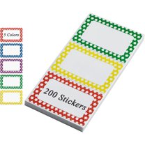 Plain Name Tags Stickers Colorful Star Border All Purpose Labels - 200 Stickers, Strong Adhesive (3.5 x 2.25 inch)