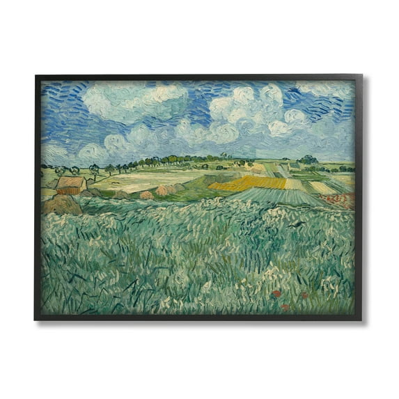 Plain Near Auvers With Rain Clouds Van Gogh Landscape Painting Black Framed Art Print Wall Art