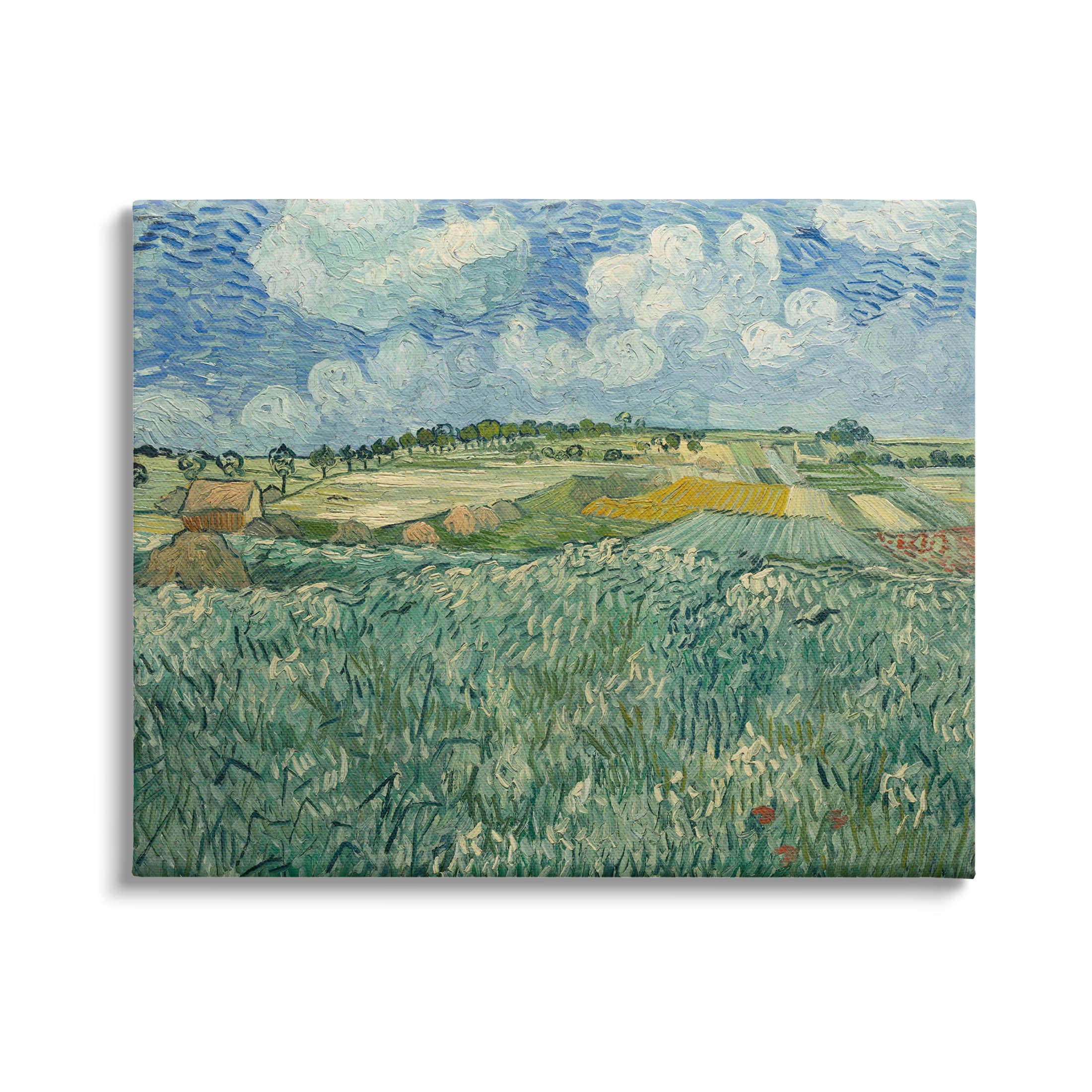 Plain Near Auvers With Rain Clouds Van Gogh Landscape Painting Gallery Wrapped Canvas Print Wall Art