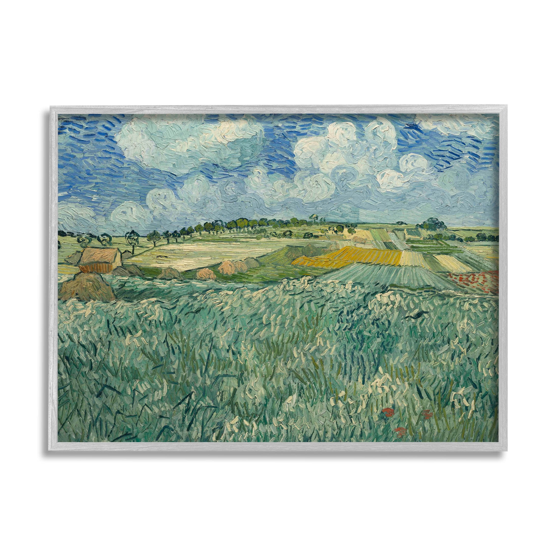 Plain Near Auvers With Rain Clouds Van Gogh Landscape Painting Gray Framed Art Print Wall Art