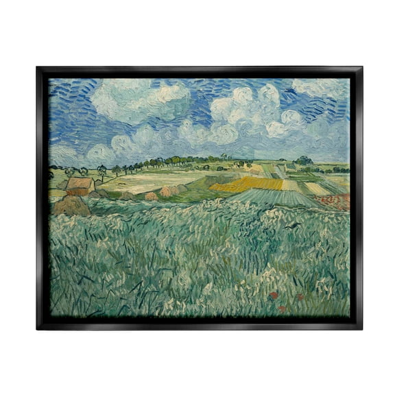 Plain Near Auvers With Rain Clouds Van Gogh Landscape Painting Jet Black Framed Art Print Wall Art