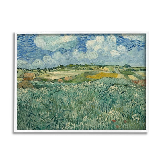 Plain Near Auvers With Rain Clouds Van Gogh Landscape Painting White Framed Art Print Wall Art