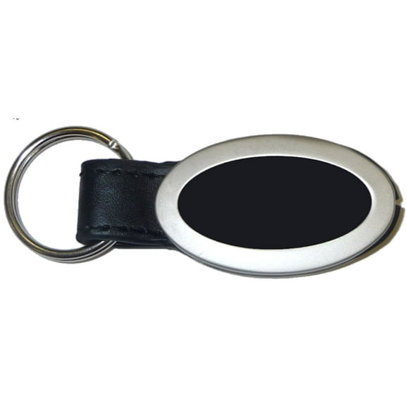 Plain Oval Leather Key Chain (Black)
