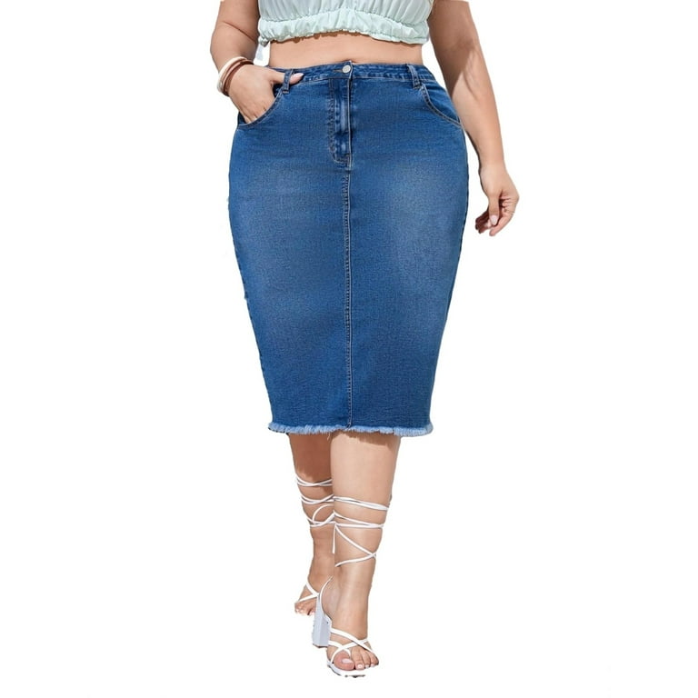 Plus size jean skirts 3xl sales