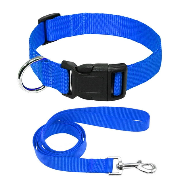 Plain Pet Puppy Cat Dog Collar And Matching Leash Set Durable Nylon 