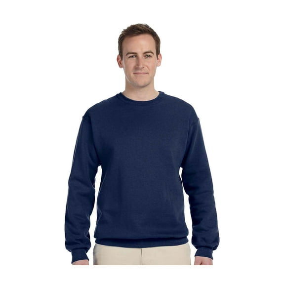 Plain Pullover Crew Neck Sweatshirt (Navy) - Navy - Sm