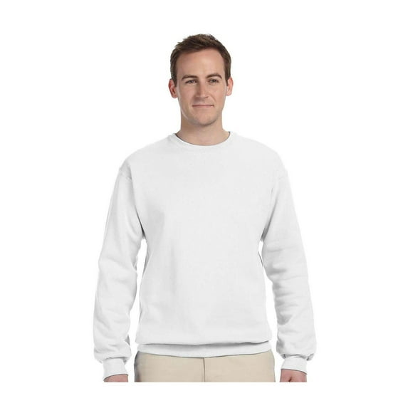 Plain Pullover Crew Neck Sweatshirt (White) - White - Sm