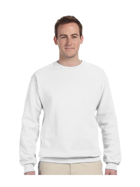 Plain Pullover Crew Neck Sweatshirt (White) - White - Xl