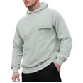 thumbnail image 1 of Plain Pullover Hoodie Mens Casual Fall Winter Hooded Sweatshirt with Pocket Long Sleeve Trendy Tops (3XL, Gray), 1 of 5